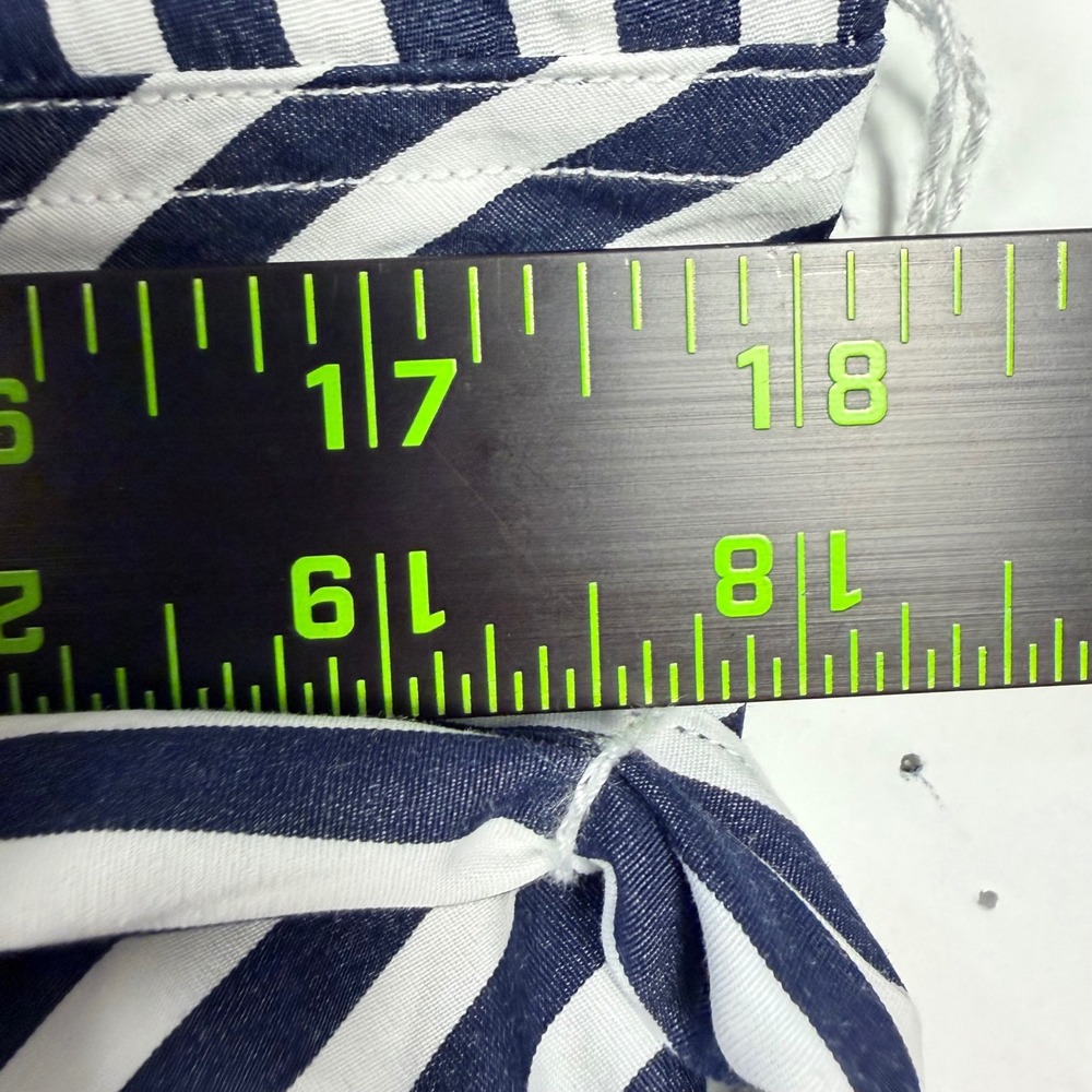 Polo Ralph Lauren Shirt Dress Womens 16 Navy White Stripe Poplin Belted Midi - Picture 9 of 10